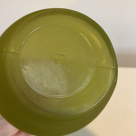 8” tall Olive green glass Designer Vase - Picture 3 of 3